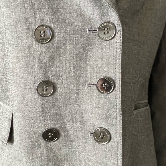 Tahari Arthur Levine Double Breasted Blazer Size 4 Grey Lightweight Career Work - Picture 6 of 12